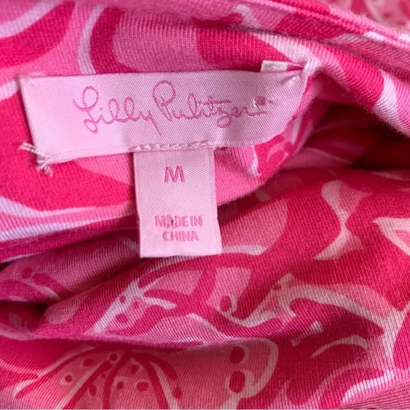 Lilly Pulitzer Faux Wrap Fit & Flare Pink Tiger Dress Size Medium - Picture 5 of 7